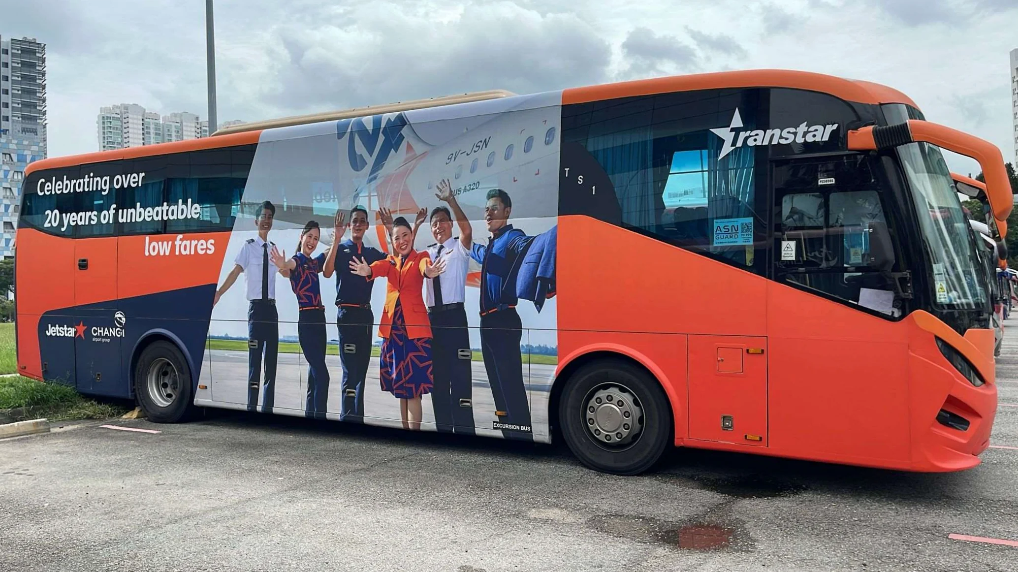 Jetstar campaign applied to a bus wrap in Indonesia.