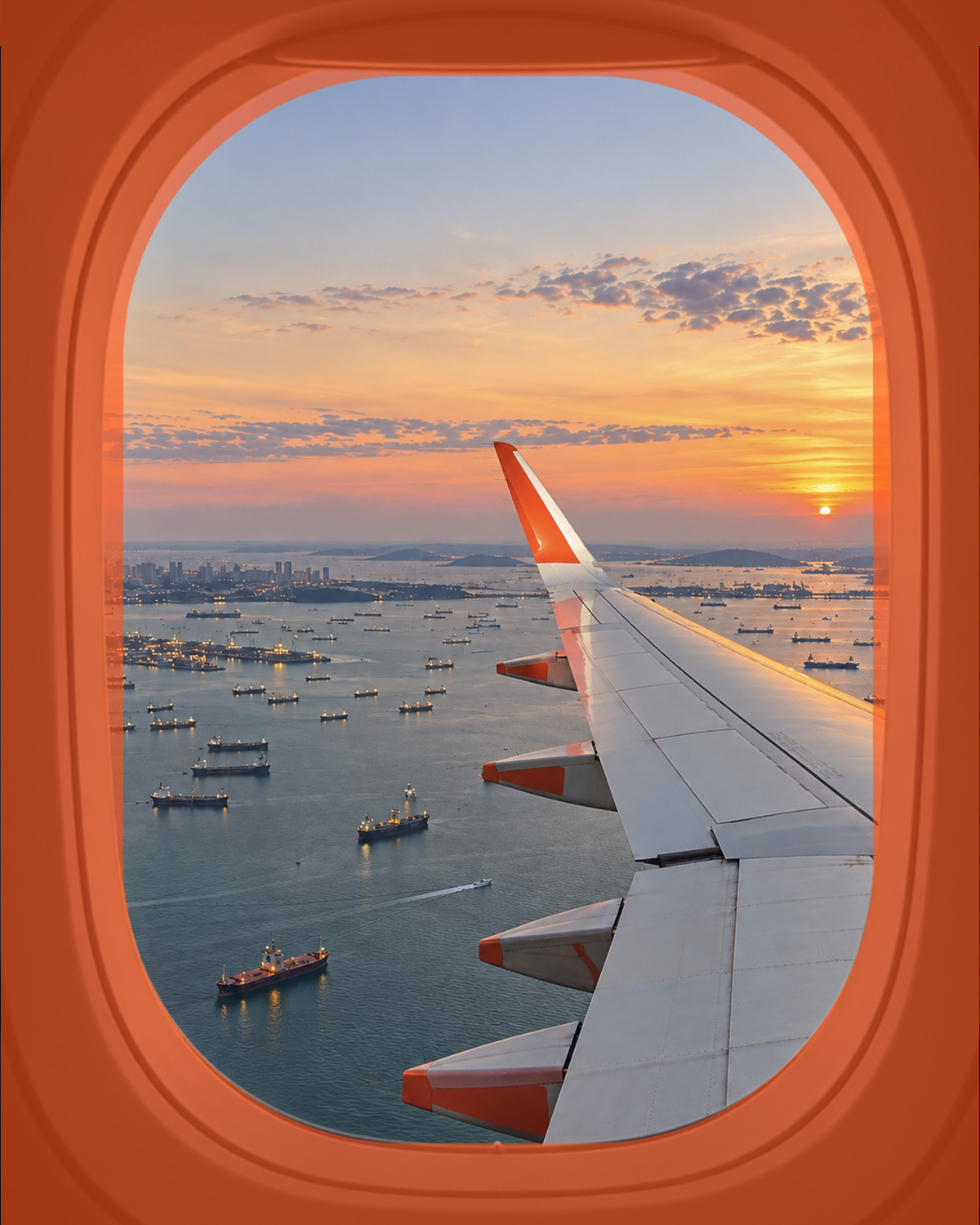 The original view framed by an orange overlay outside the window.