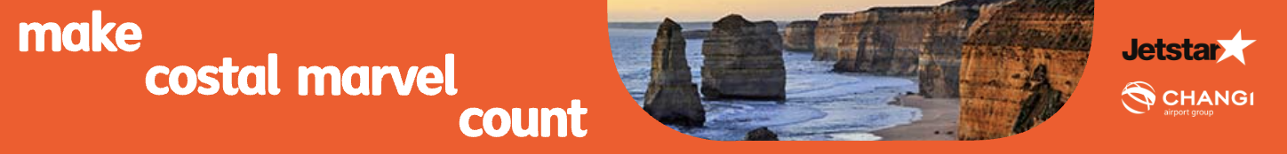 Jetstar Singapore to Melbourne destination display advertisement for the Make It Count campaign.