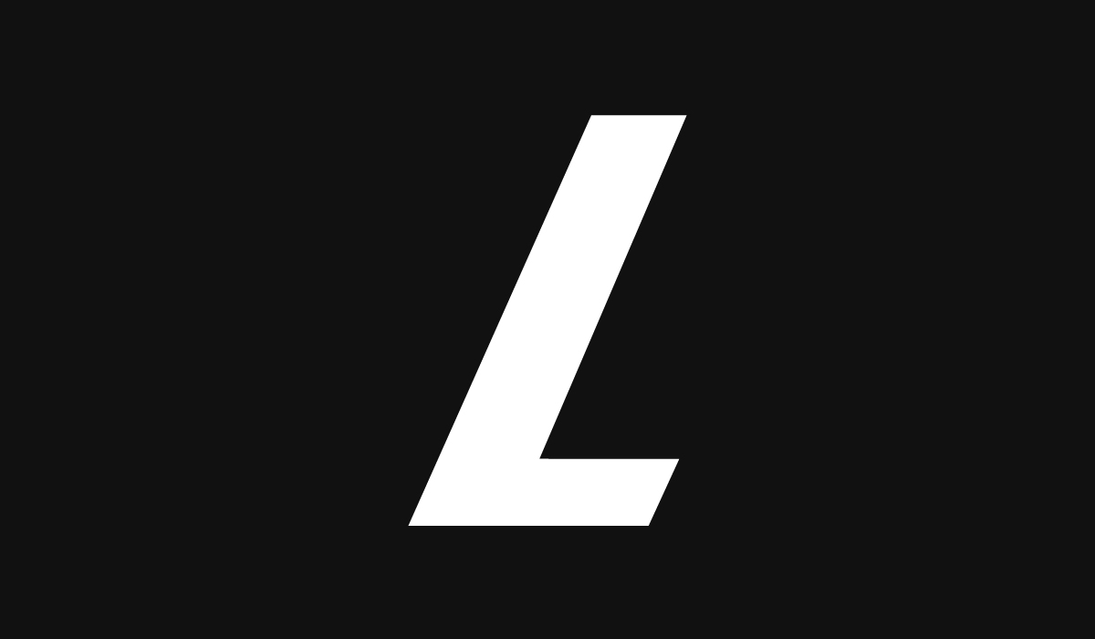 First LiftLab logo construction step showing the white L base shape on black.